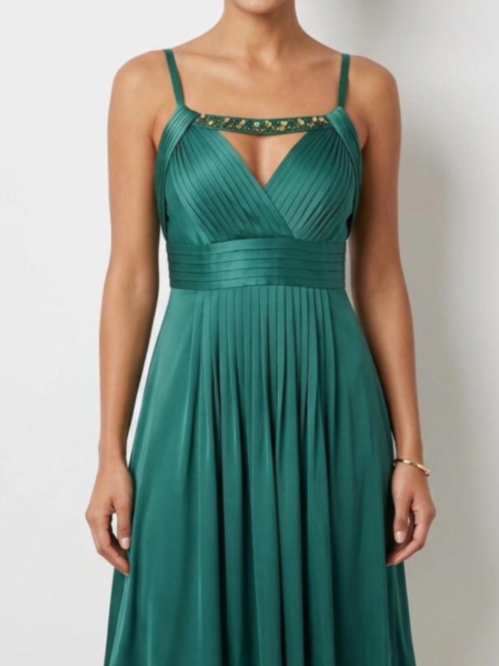 BCBGMaxAzria Teal Surf Acetate Jersey Pleat Mini Dress Adjustable Straps Size XS